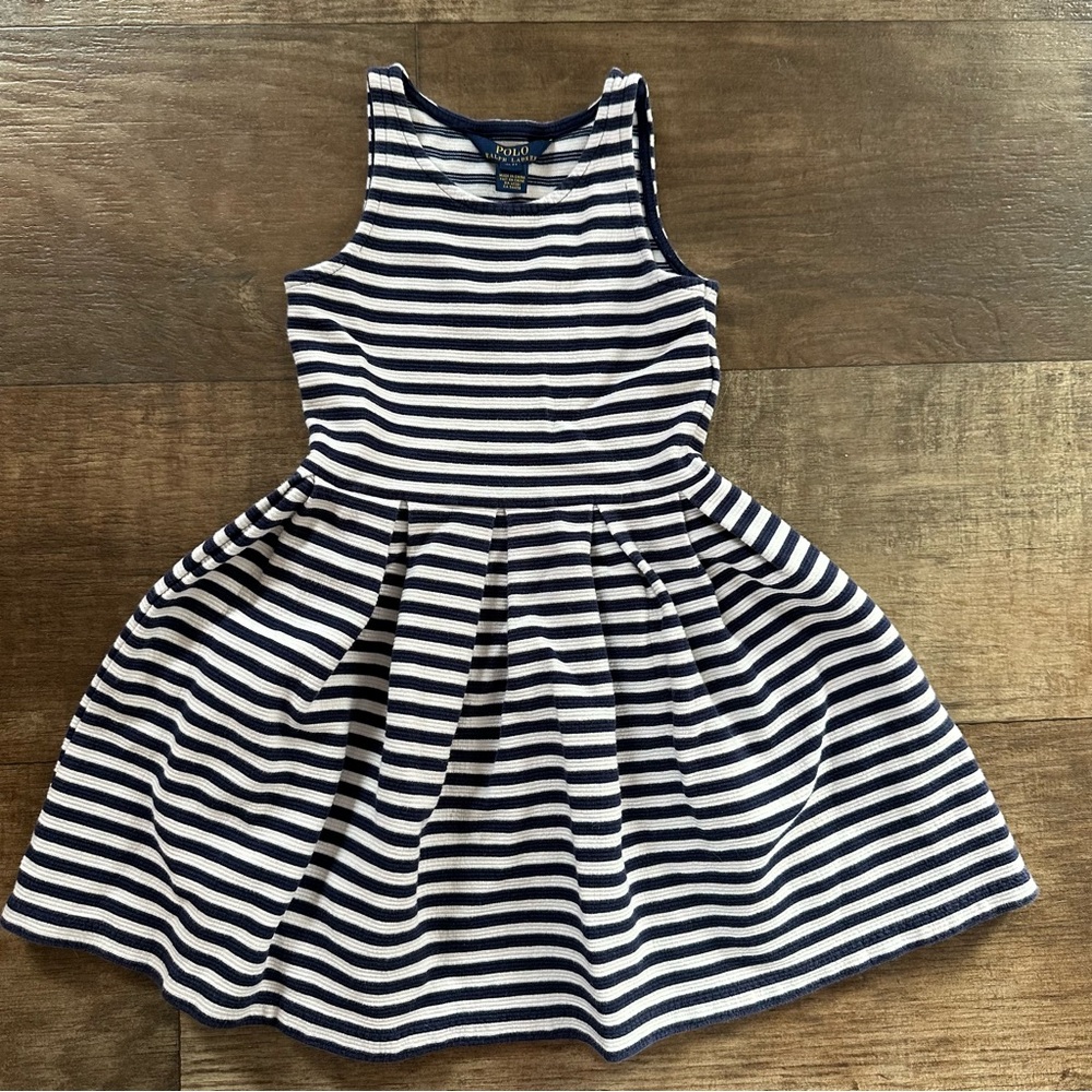 Ralph Lauren pleated A line striped dress